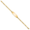 14k Polished Solid Chain/Solid Plate Figaro Link Oval 27x11.5mm Plate 8 inch ID Bracelet