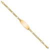 14k Polished Semi-Solid Chain/Solid Plate Figaro Link Oval 26.5x11.5mm Plate 8 inch ID Bracelet