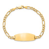 14k Polished Semi-Solid Chain/Solid Plate Figaro Link Oval 26.5x11.5mm Plate 8 inch ID Bracelet