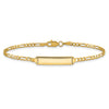 14k Polished Solid Chain/Solid Plate Figaro Link Diamond-cut 20x5mm Plate 7 inch ID Bracelet
