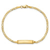 14k Polished Solid Chain/Solid Plate Figaro Link Diamond-cut 20x5mm Plate 8 inch ID Bracelet