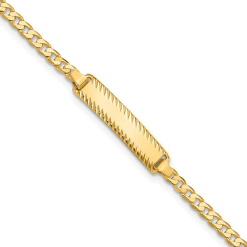14k Polished Solid Chain/Solid Plate Curb Link Diamond-cut 20x5mm Plate 8 inch ID Bracelet