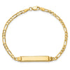 14k Polished Solid Chain/Solid Plate 3.0mm Figaro Link Diamond-cut 27x5.5mm Plate 7 inch ID Bracelet