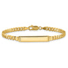 14k Polished Solid Chain/Solid Plate Flat Curb Link Diamond-cut 27x5.5mm Plate 7 inch ID Bracelet