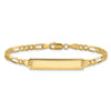 14k Polished Solid Chain/Solid Plate Flat Figaro Link Diamond-cut 29x6.5mm Plate 8 inch ID Bracelet