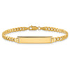 14k Polished Solid Chain/Solid Plate Flat Curb Link Diamond-cut 29x6.5mm Plate 7 inch ID Bracelet
