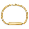14k Polished Solid Chain/Solid Plate Flat Curb Link Diamond-cut 29x6.5mm Plate 7 inch ID Bracelet