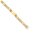 14k Hand-polished Solid Chain/Solid Plate Figaro Link 48x15mm Plate 8.5 inch ID Bracelet