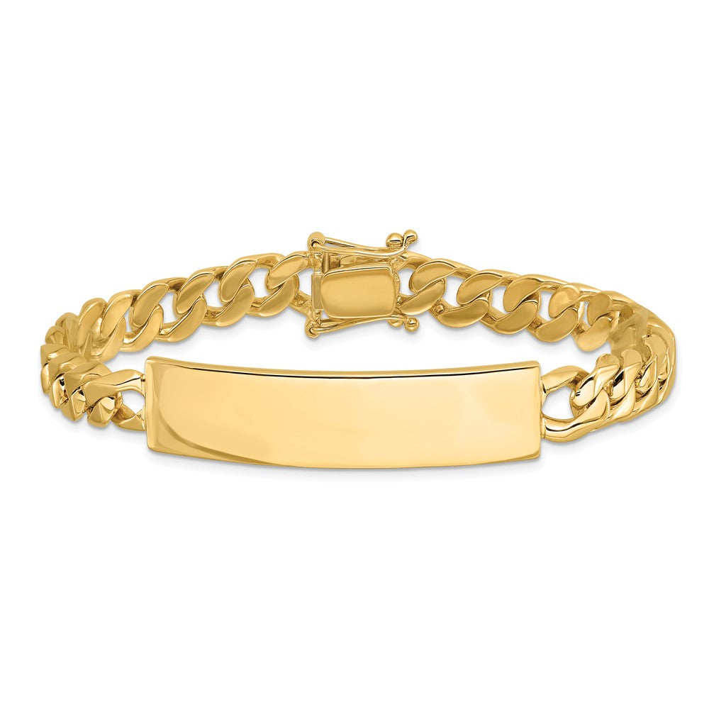 14k Hand-polished Solid Chain/Solid Plate Curb Link 44x12mm Plate 8 inch ID Bracelet