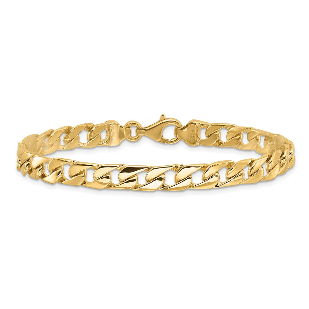 14K 8 inch 6.5mm Hand Polished Fancy Link with Lobster Clasp Bracelet