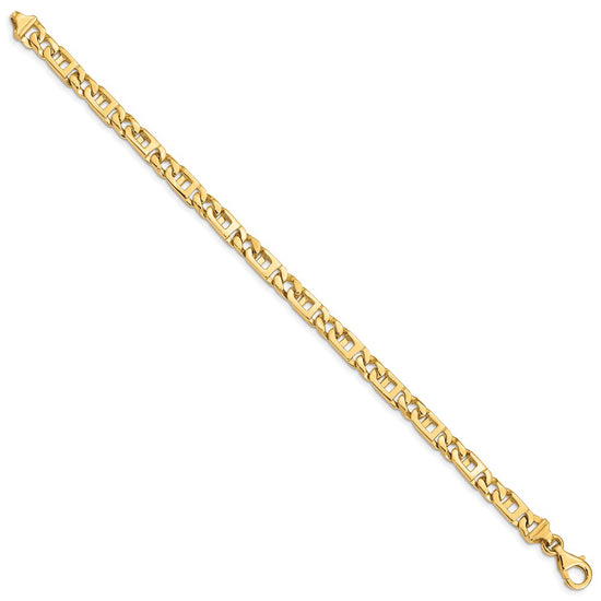 14K 7 inch 5.9mm Hand Polished Fancy Link with Fancy Lobster Clasp Bracelet