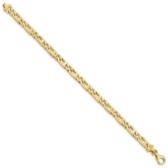 14K 8 inch 5.9mm Hand Polished Fancy Link with Fancy Lobster Clasp Bracelet