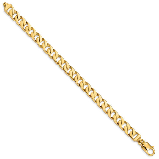 14K 8 inch 8.5mm Hand Polished Fancy Link with Lobster Clasp Bracelet