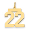 14k Medium Polished Number 22 Charm