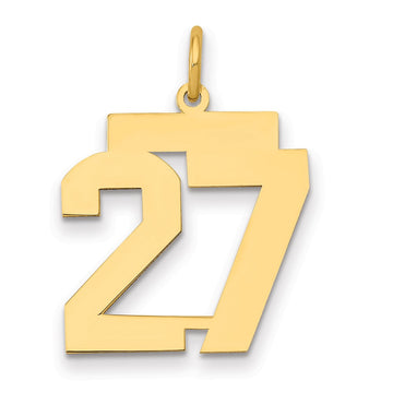 14k Medium Polished Number 27 Charm