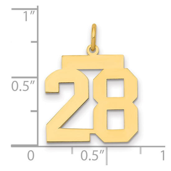 14k Medium Polished Number 28 Charm