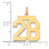 14k Medium Polished Number 28 Charm