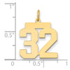 14k Medium Polished Number 32 Charm