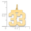 14k Medium Polished Number 33 Charm