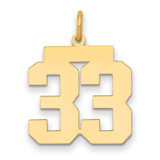 14k Medium Polished Number 33 Charm