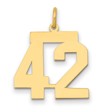 14k Medium Polished Number 42 Charm