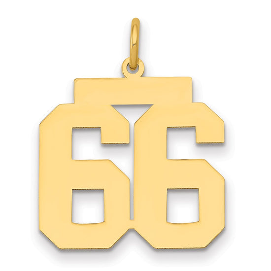 14k Medium Polished Number 66 Charm