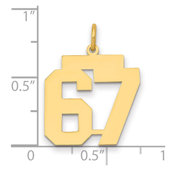 14k Medium Polished Number 67 Charm