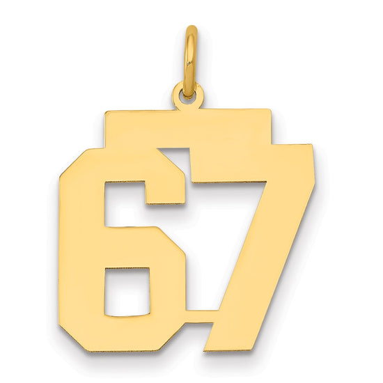 14k Medium Polished Number 67 Charm