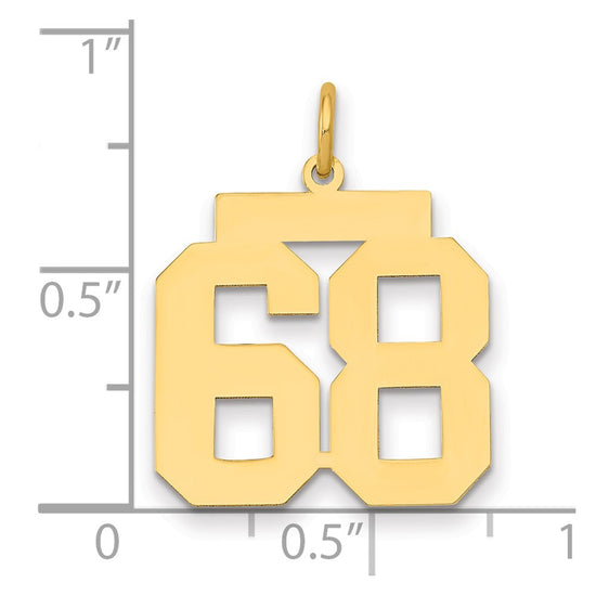 14k Medium Polished Number 68 Charm