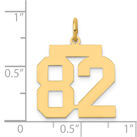 14k Medium Polished Number 82 Charm
