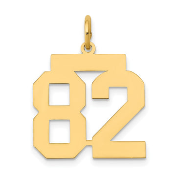 14k Medium Polished Number 82 Charm
