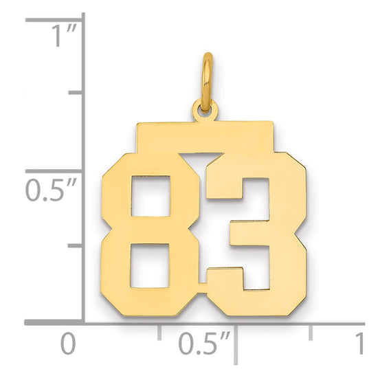 14k Medium Polished Number 83 Charm