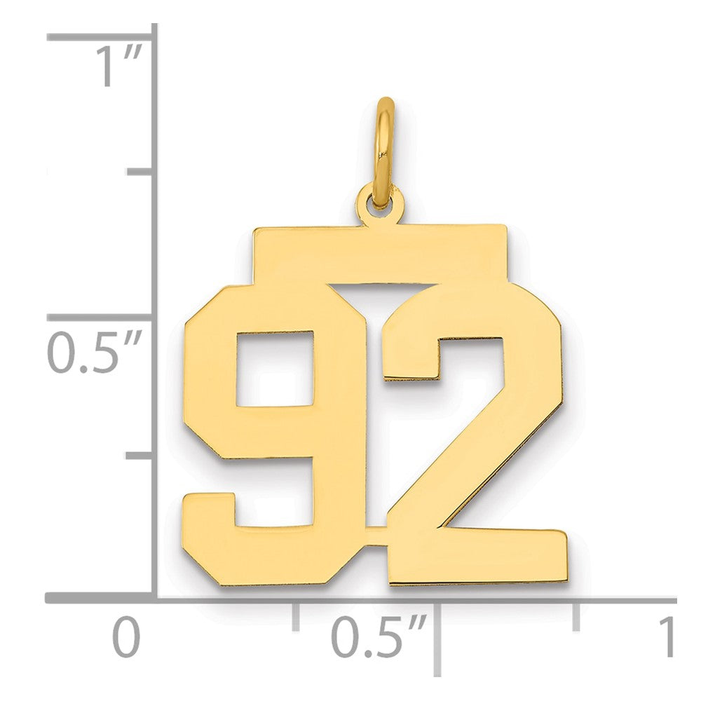 14k Medium Polished Number 92 Charm