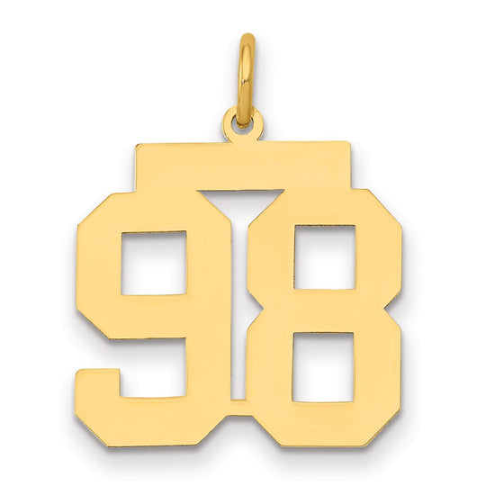 14k Medium Polished Number 98 Charm