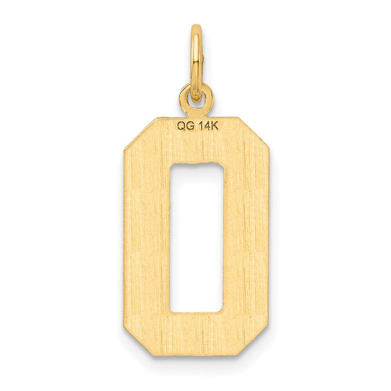 14k Large Brushed Diamond-cut Number 0 Charm