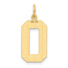 14k Large Brushed Diamond-cut Number 0 Charm