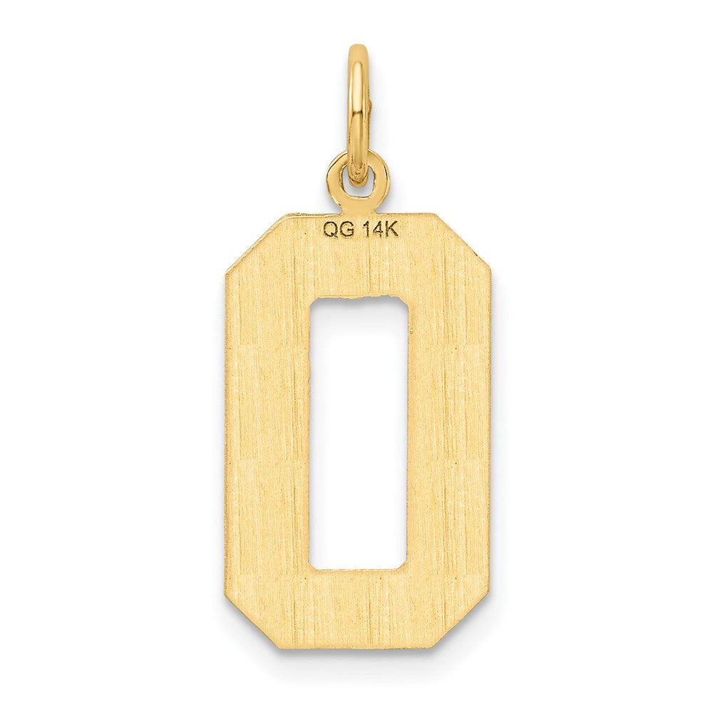 14k Large Brushed Diamond-cut Number 0 Charm