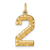14k Large Brushed Diamond-cut Number 2 Charm