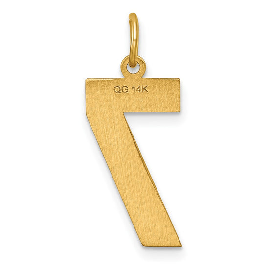 14k Large Brushed Diamond-cut Number 7 Charm