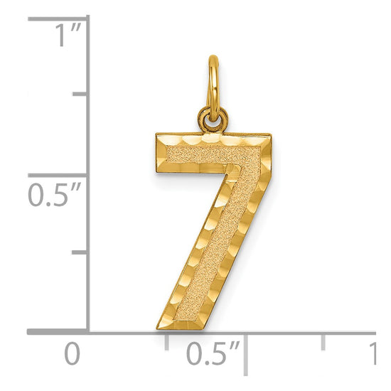14k Large Brushed Diamond-cut Number 7 Charm
