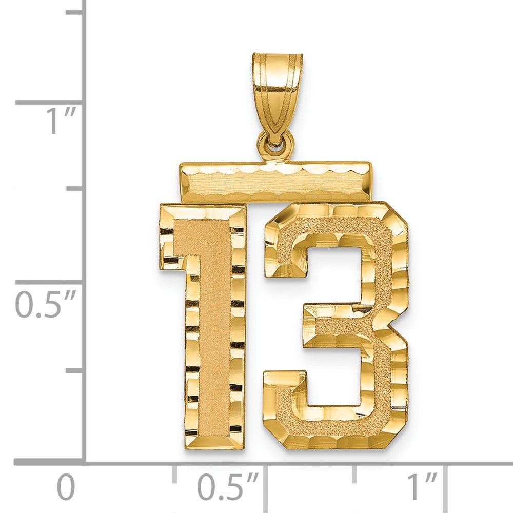 14k Large Brushed Diamond-cut Number 13 Charm