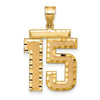 14k Large Brushed Diamond-cut Number 15 Charm