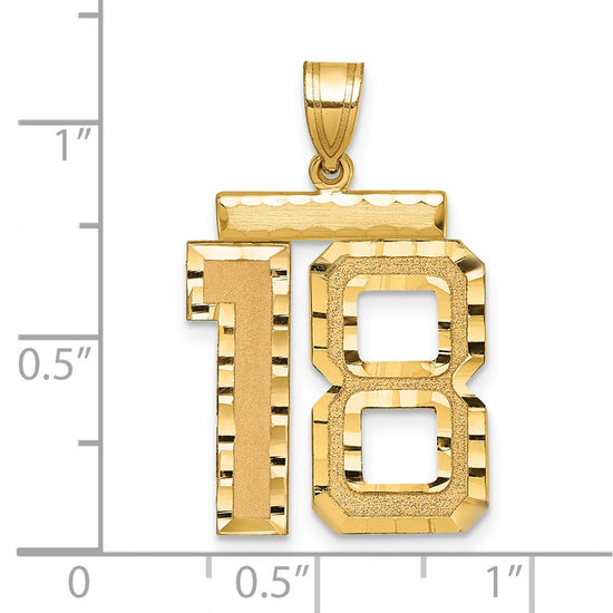 14k Large Brushed Diamond-cut Number 18 Charm