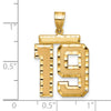 14k Large Brushed Diamond-cut Number 19 Charm