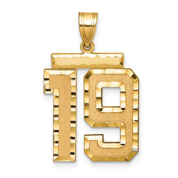 14k Large Brushed Diamond-cut Number 19 Charm