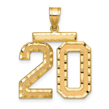 14k Large Brushed Diamond-cut Number 20 Charm