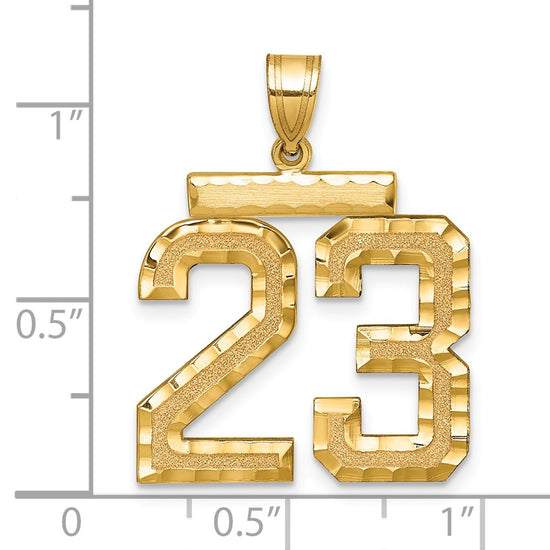 14k Large Brushed Diamond-cut Number 23 Charm