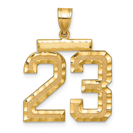 14k Large Brushed Diamond-cut Number 23 Charm