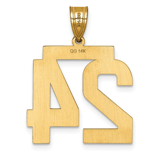 14k Large Brushed Diamond-cut Number 24 Charm