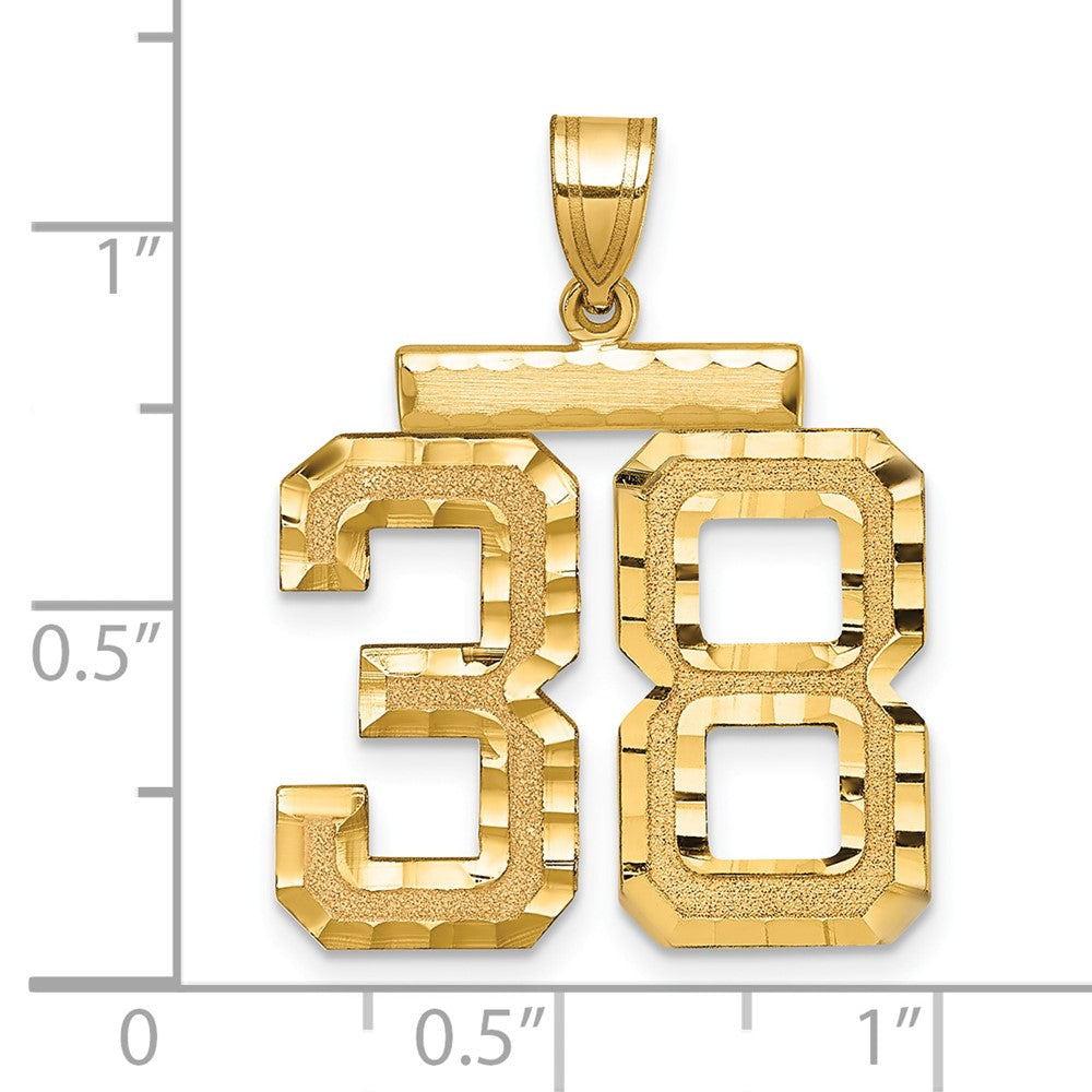 14k Large Brushed Diamond-cut Number 38 Charm